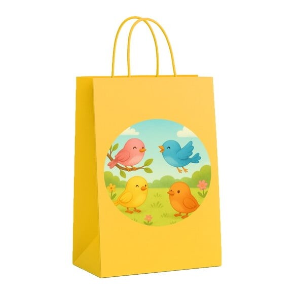 Sacola de Papel Personalizada Infantil Passarinhos