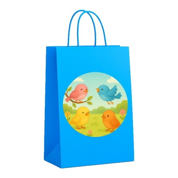 Sacola de Papel Personalizada Infantil Passarinhos