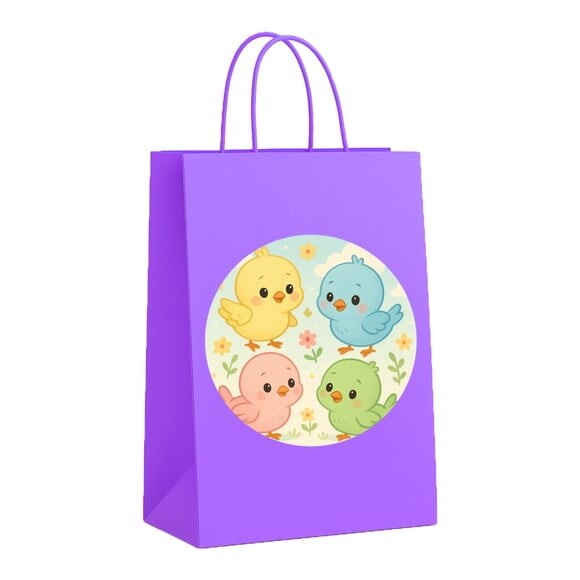 Sacola de Papel Personalizada Infantil Passarinhos Baby