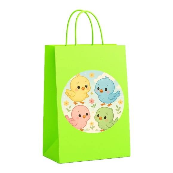 Sacola de Papel Personalizada Infantil Passarinhos Baby