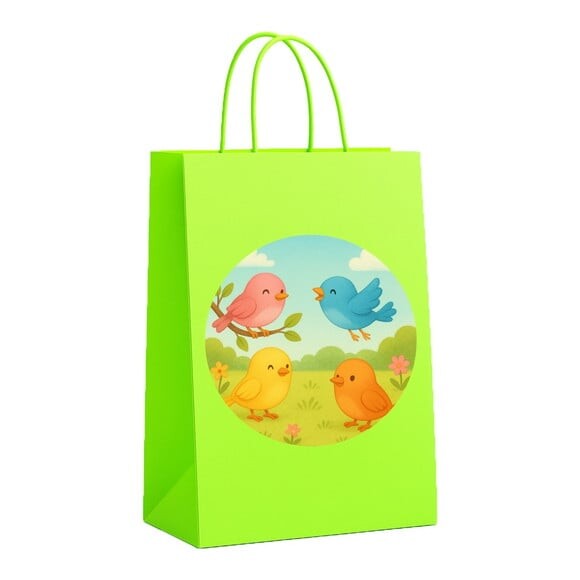 Sacola de Papel Personalizada Infantil Passarinhos