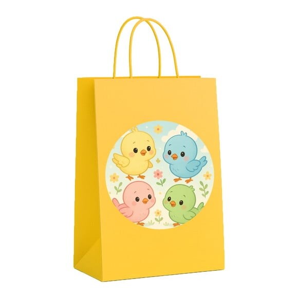 Sacola de Papel Personalizada Infantil Passarinhos Baby