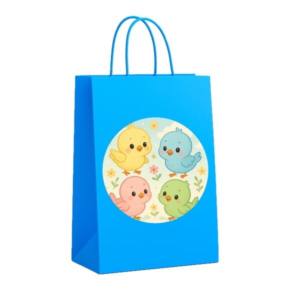 Sacola de Papel Personalizada Infantil Passarinhos Baby