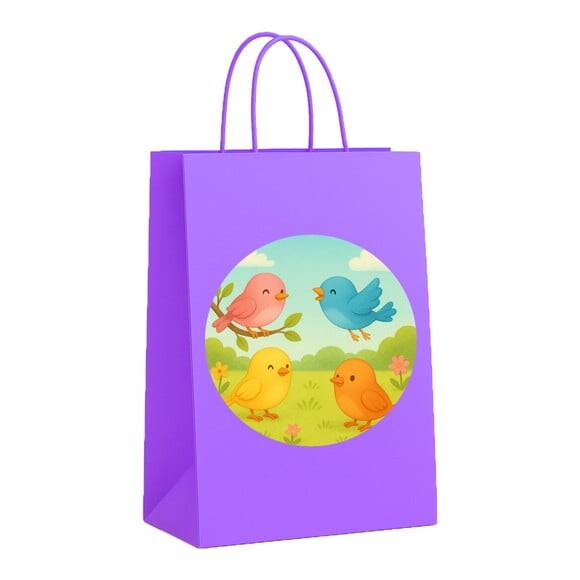Sacola de Papel Personalizada Infantil Passarinhos
