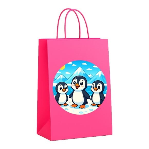 Sacola de Papel Personalizada Infantil Pinguins