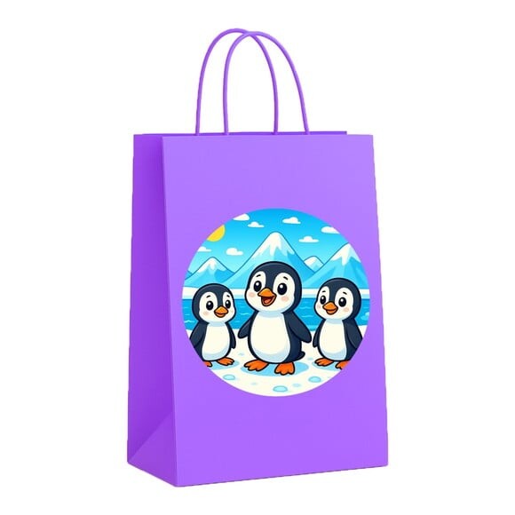 Sacola de Papel Personalizada Infantil Pinguins