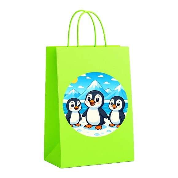 Sacola de Papel Personalizada Infantil Pinguins