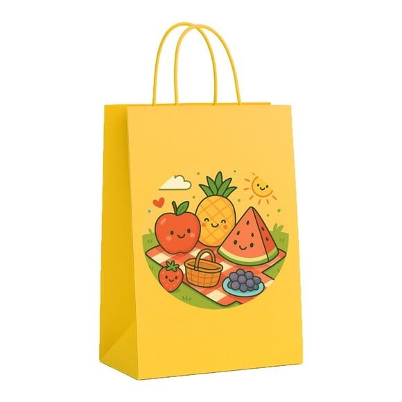 Sacola de Papel Personalizada Infantil Piquenique das Frutas