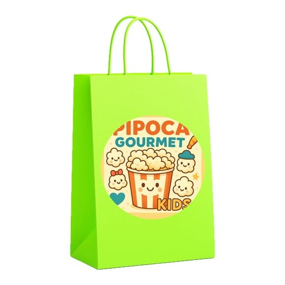 Sacola de Papel Personalizada Infantil Pipoca Gourmet Kids