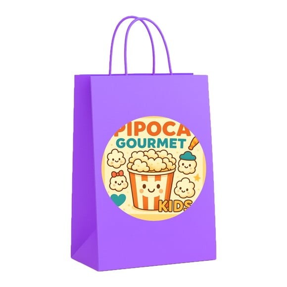 Sacola de Papel Personalizada Infantil Pipoca Gourmet Kids