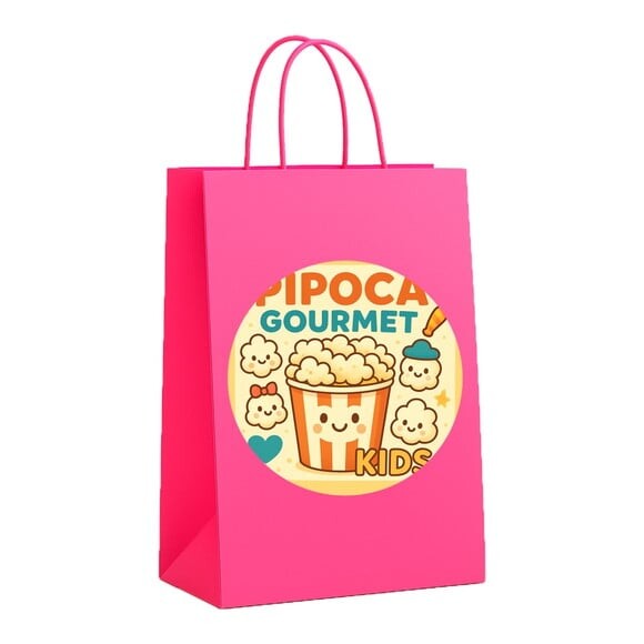 Sacola de Papel Personalizada Infantil Pipoca Gourmet Kids