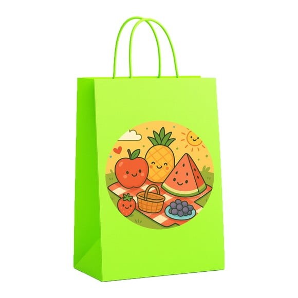 Sacola de Papel Personalizada Infantil Piquenique das Frutas