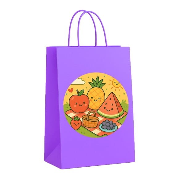 Sacola de Papel Personalizada Infantil Piquenique das Frutas
