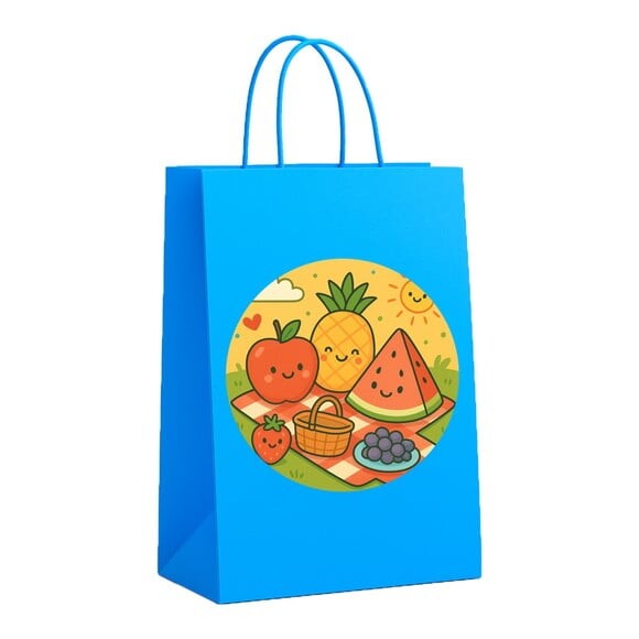 Sacola de Papel Personalizada Infantil Piquenique das Frutas