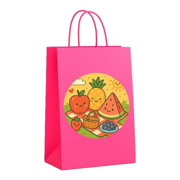 Sacola de Papel Personalizada Infantil Piquenique das Frutas