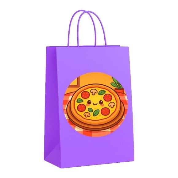 Sacola de Papel Personalizada Infantil Pizza Divertida