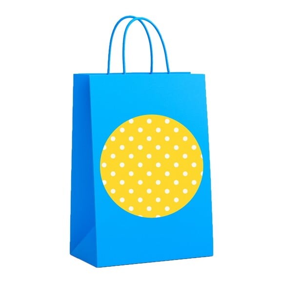 Sacola de Papel Personalizada Infantil Poá Amarelo