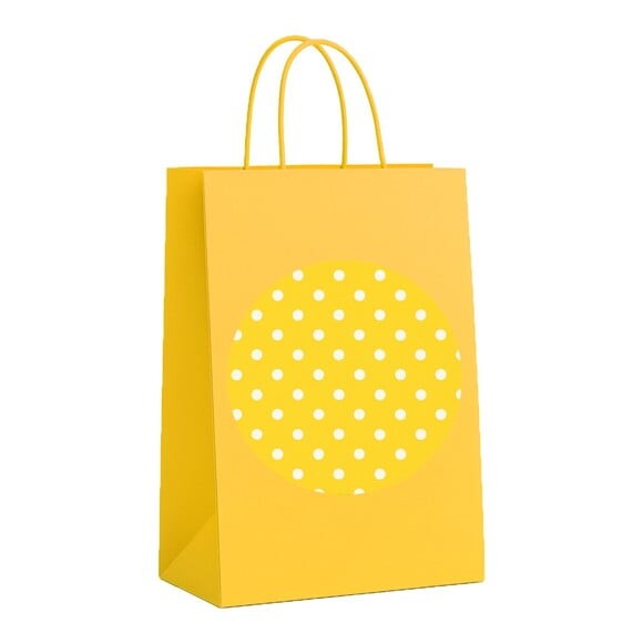 Sacola de Papel Personalizada Infantil Poá Amarelo