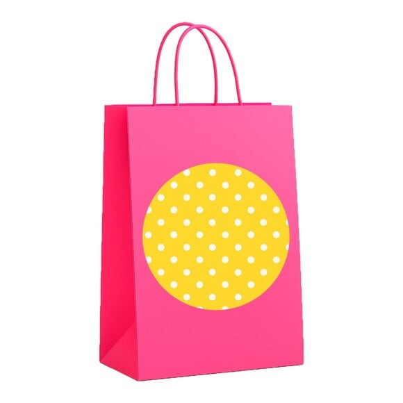 Sacola de Papel Personalizada Infantil Poá Amarelo