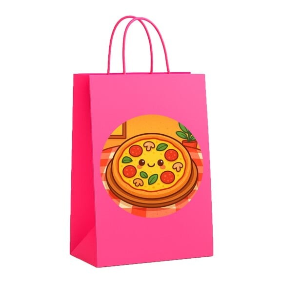 Sacola de Papel Personalizada Infantil Pizza Divertida