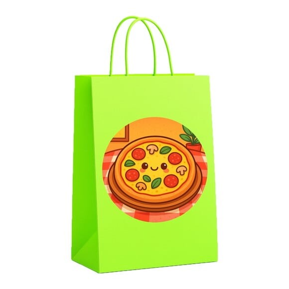 Sacola de Papel Personalizada Infantil Pizza Divertida