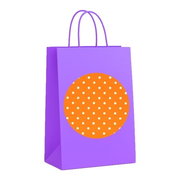 Sacola de Papel Personalizada Infantil Poá Laranja