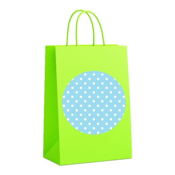 Sacola de Papel Personalizada Infantil Poá Azul Bebê