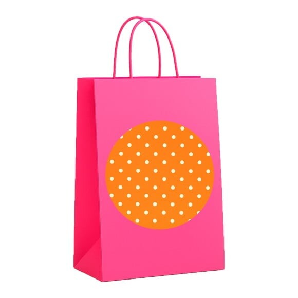 Sacola de Papel Personalizada Infantil Poá Laranja