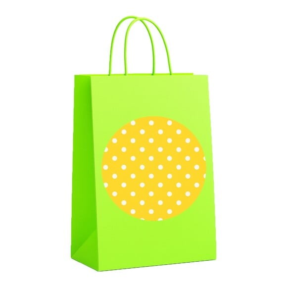 Sacola de Papel Personalizada Infantil Poá Amarelo