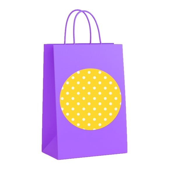 Sacola de Papel Personalizada Infantil Poá Amarelo