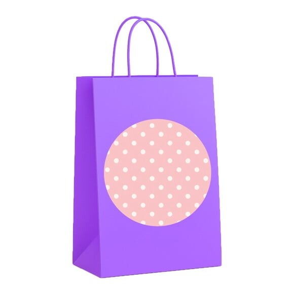Sacola de Papel Personalizada Infantil Poá Rosa Bebê