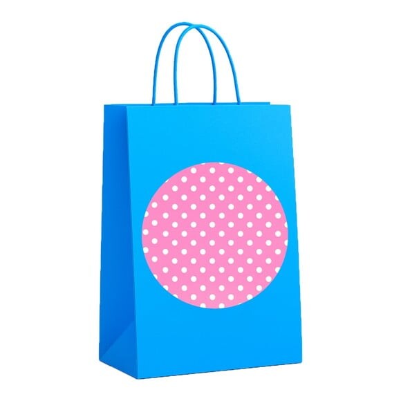 Sacola de Papel Personalizada Infantil Poá Rosa Pink