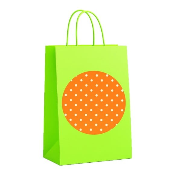 Sacola de Papel Personalizada Infantil Poá Laranja