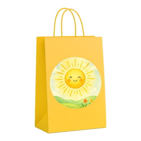Sacola de Papel Personalizada Infantil Raio de Sol Aquarela