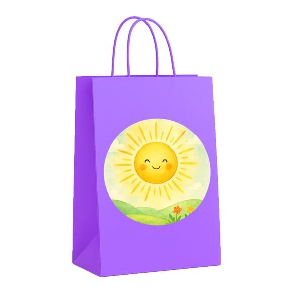 Sacola de Papel Personalizada Infantil Raio de Sol Aquarela