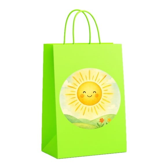 Sacola de Papel Personalizada Infantil Raio de Sol Aquarela