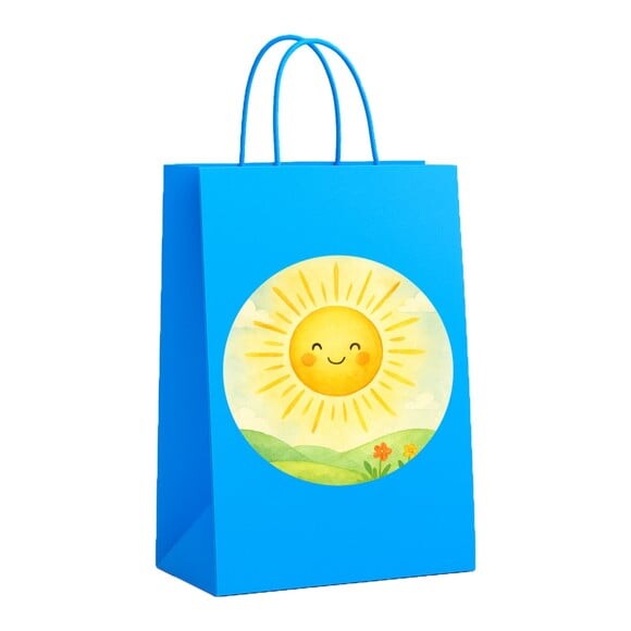 Sacola de Papel Personalizada Infantil Raio de Sol Aquarela