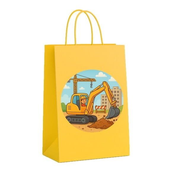 Sacola de Papel Personalizada Infantil Retroescavadeira