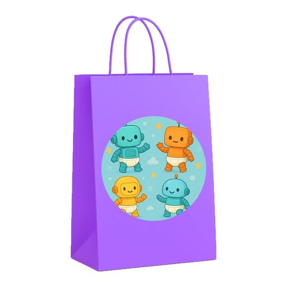 Sacola de Papel Personalizada Infantil Robôs Baby