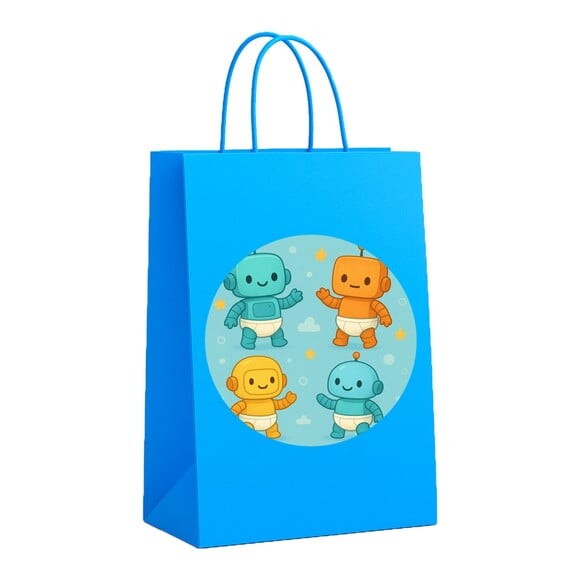 Sacola de Papel Personalizada Infantil Robôs Baby