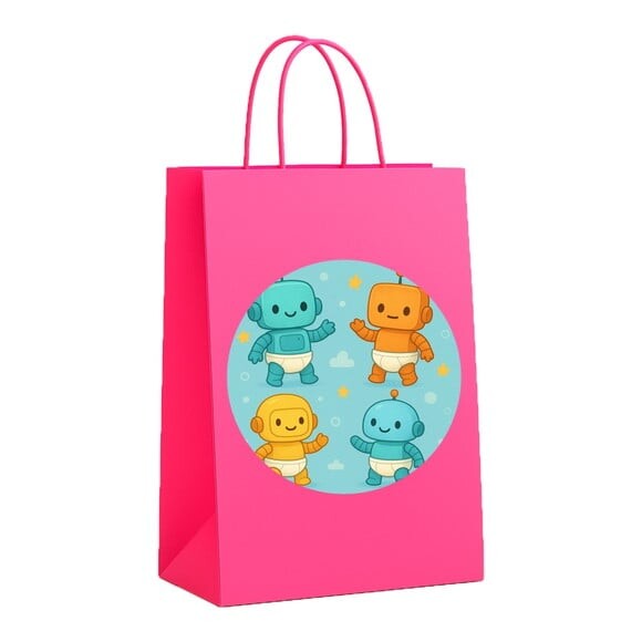 Sacola de Papel Personalizada Infantil Robôs Baby