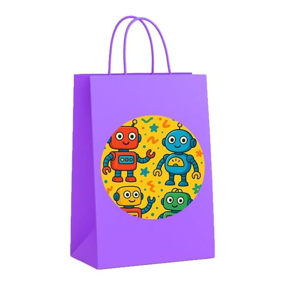 Sacola de Papel Personalizada Infantil Robôs Divertidos