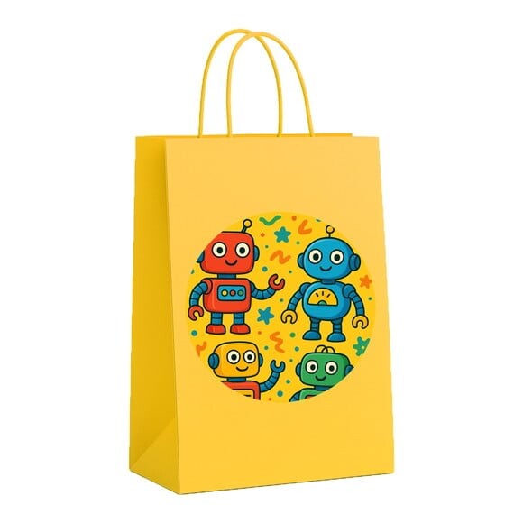 Sacola de Papel Personalizada Infantil Robôs Divertidos