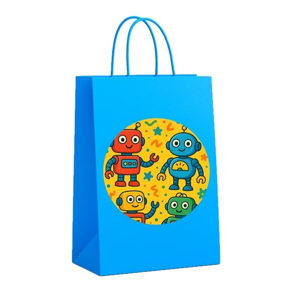 Sacola de Papel Personalizada Infantil Robôs Divertidos