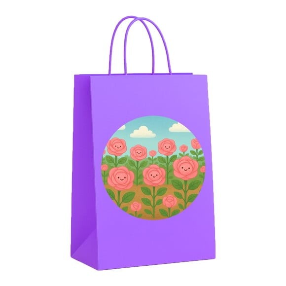 Sacola de Papel Personalizada Infantil Rosas Fofas