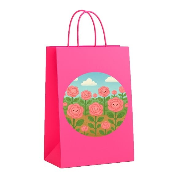Sacola de Papel Personalizada Infantil Rosas Fofas
