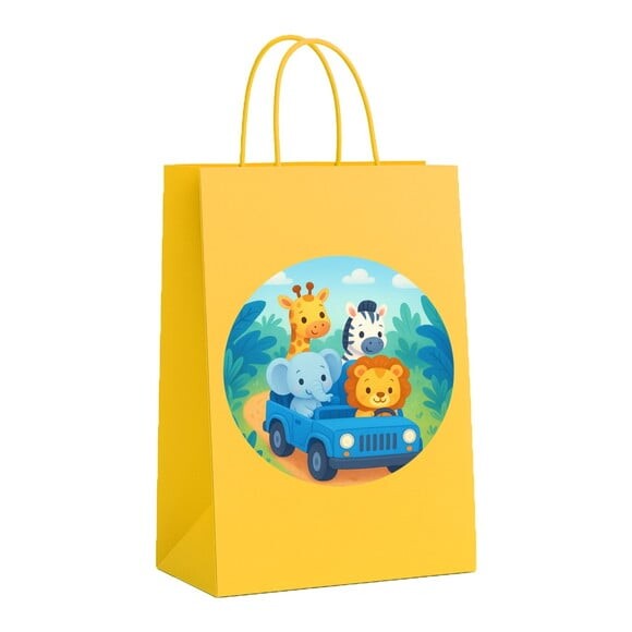 Sacola de Papel Personalizada Infantil Safari Azul