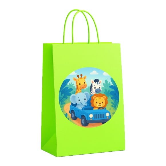 Sacola de Papel Personalizada Infantil Safari Azul