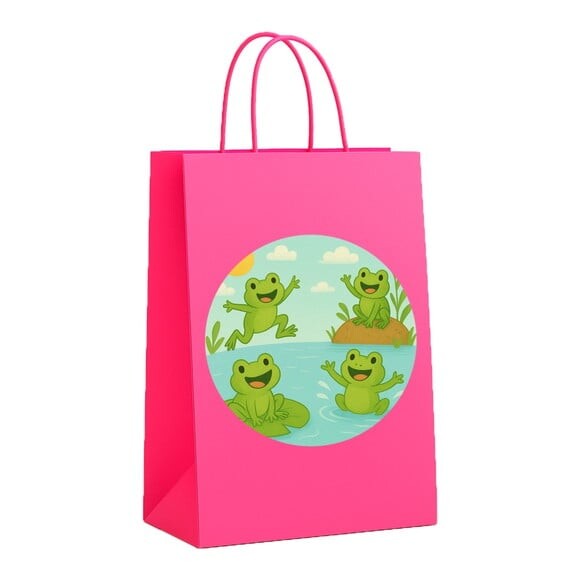 Sacola de Papel Personalizada Infantil Sapos Divertidos