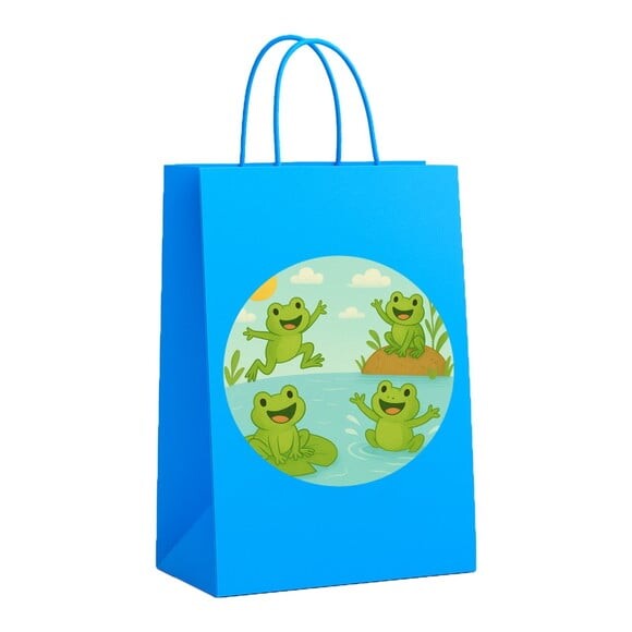 Sacola de Papel Personalizada Infantil Sapos Divertidos